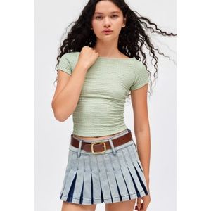 NWT UO Silence + Noise Nadia Textured Open Back Top Dusty Sage Green Size Small